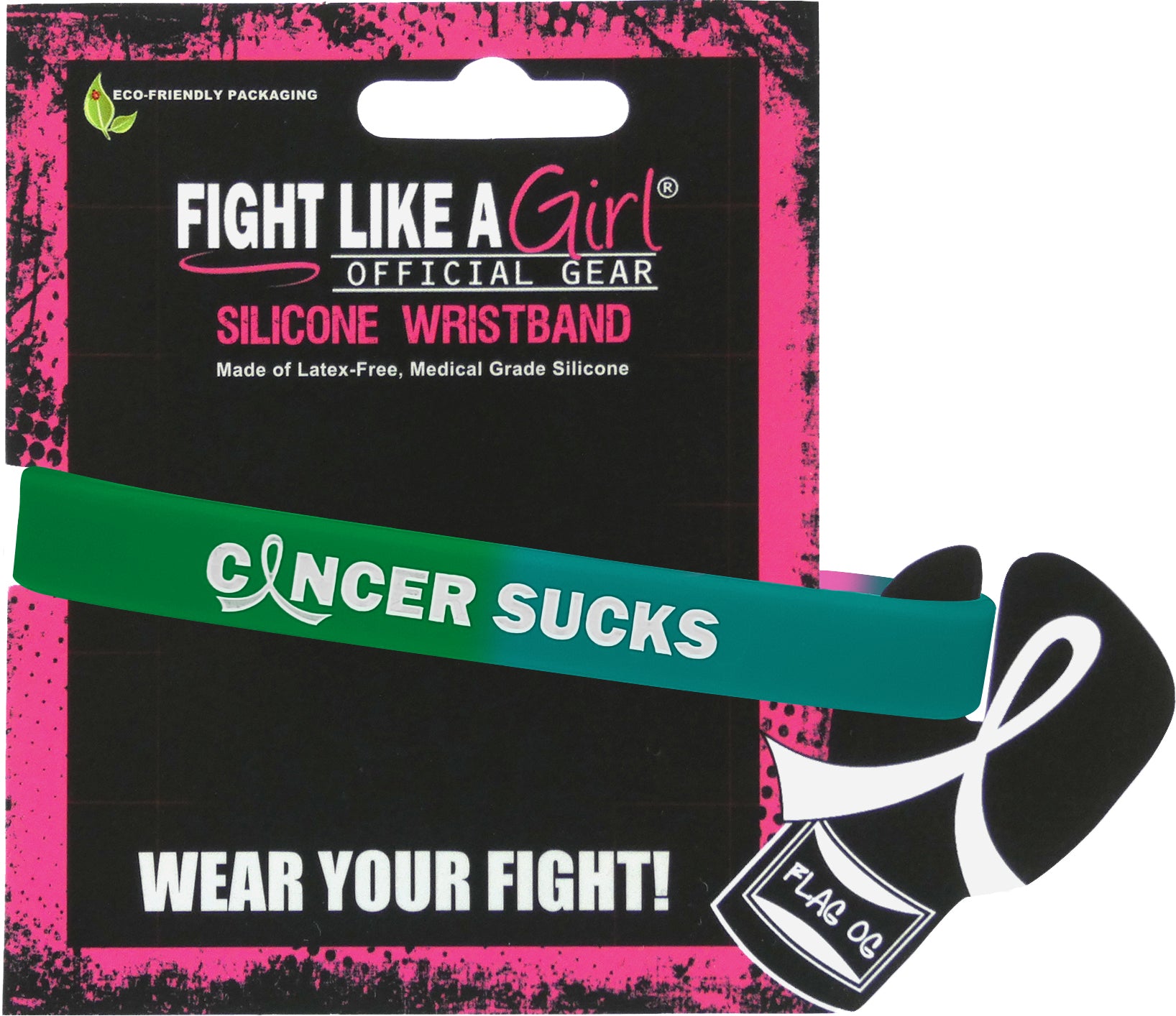 Cancer Sucks Silicone Wristband - Pink/Teal/Green