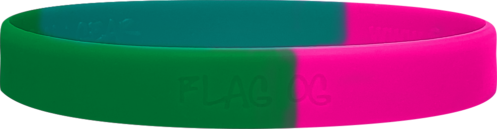 Fight Like a Girl Hybrid Silicone Wristband - Pink/Teal/Green