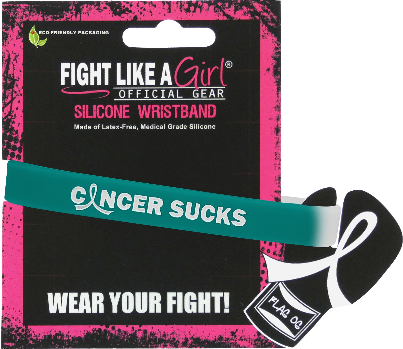 Cancer Sucks Silicone Wristband - Teal/White