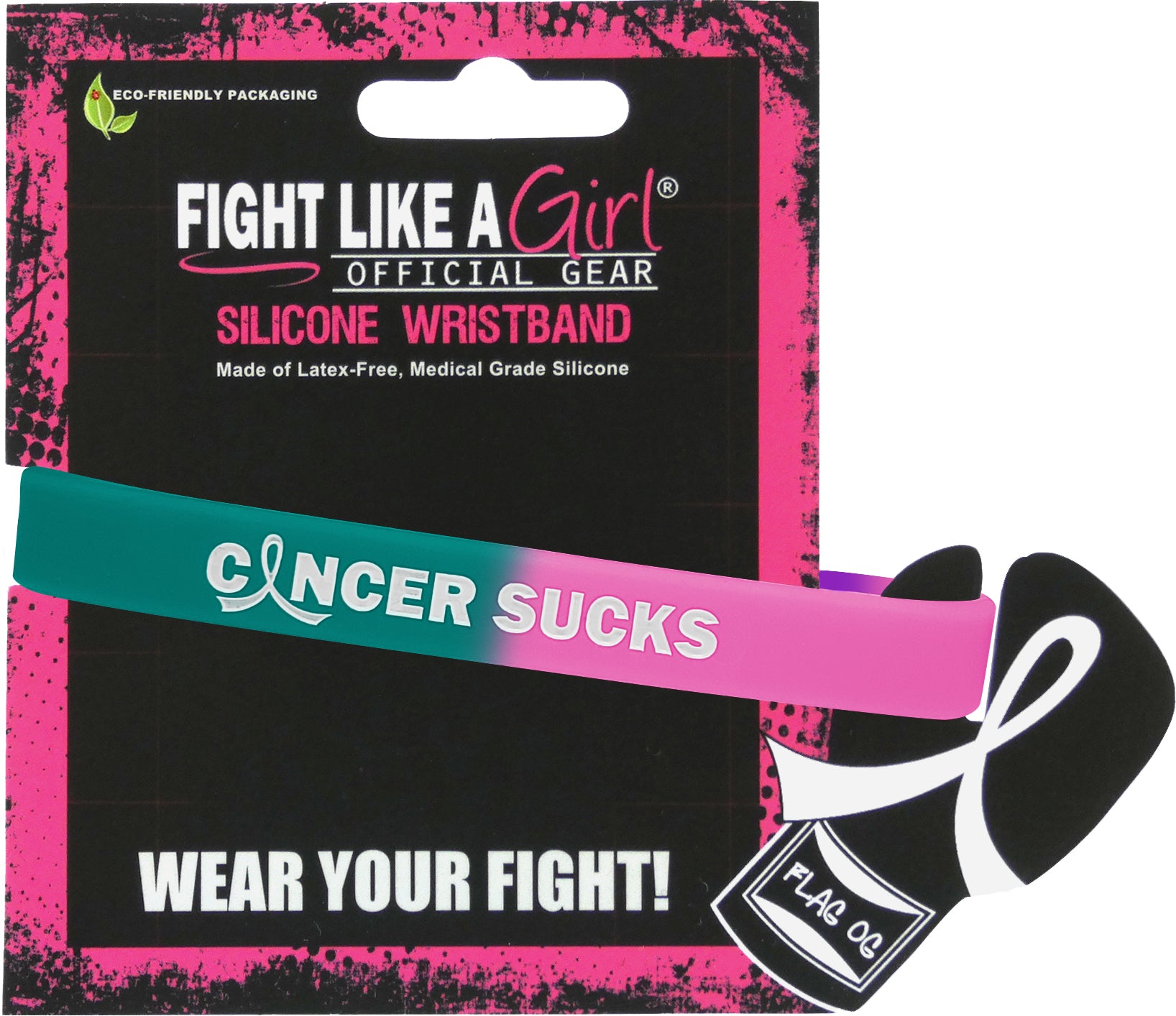 Cancer Sucks Silicone Wristband - Teal/Purple/Pink