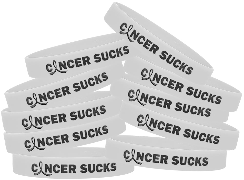 Cancer Sucks Silicone Wristband - White