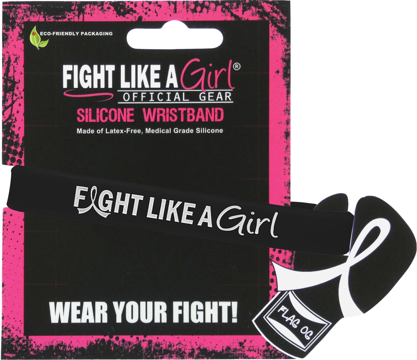 Fight Like a Girl Hybrid Silicone Wristband - Black
