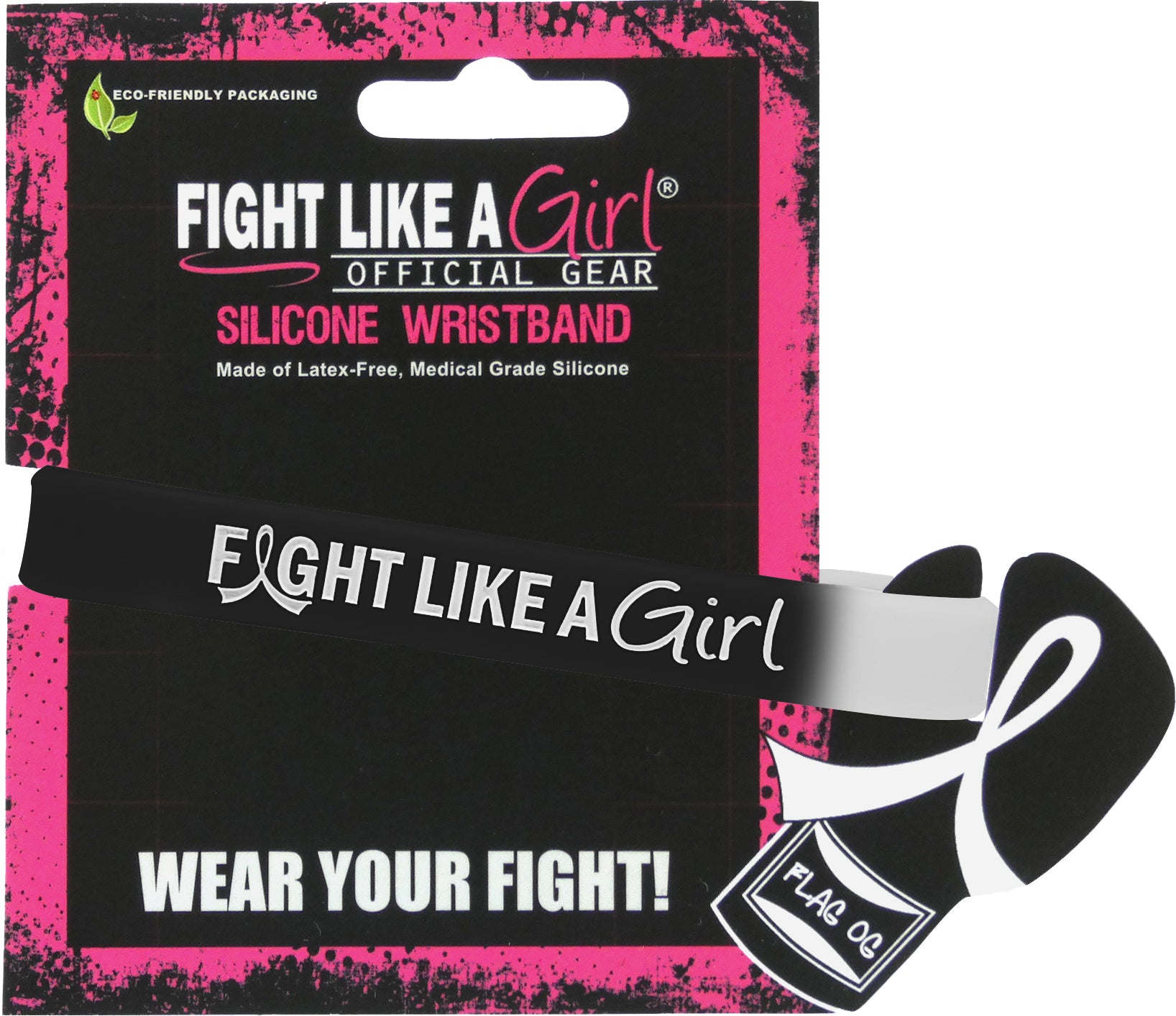 Fight Like a Girl Hybrid Silicone Wristband - Black/White