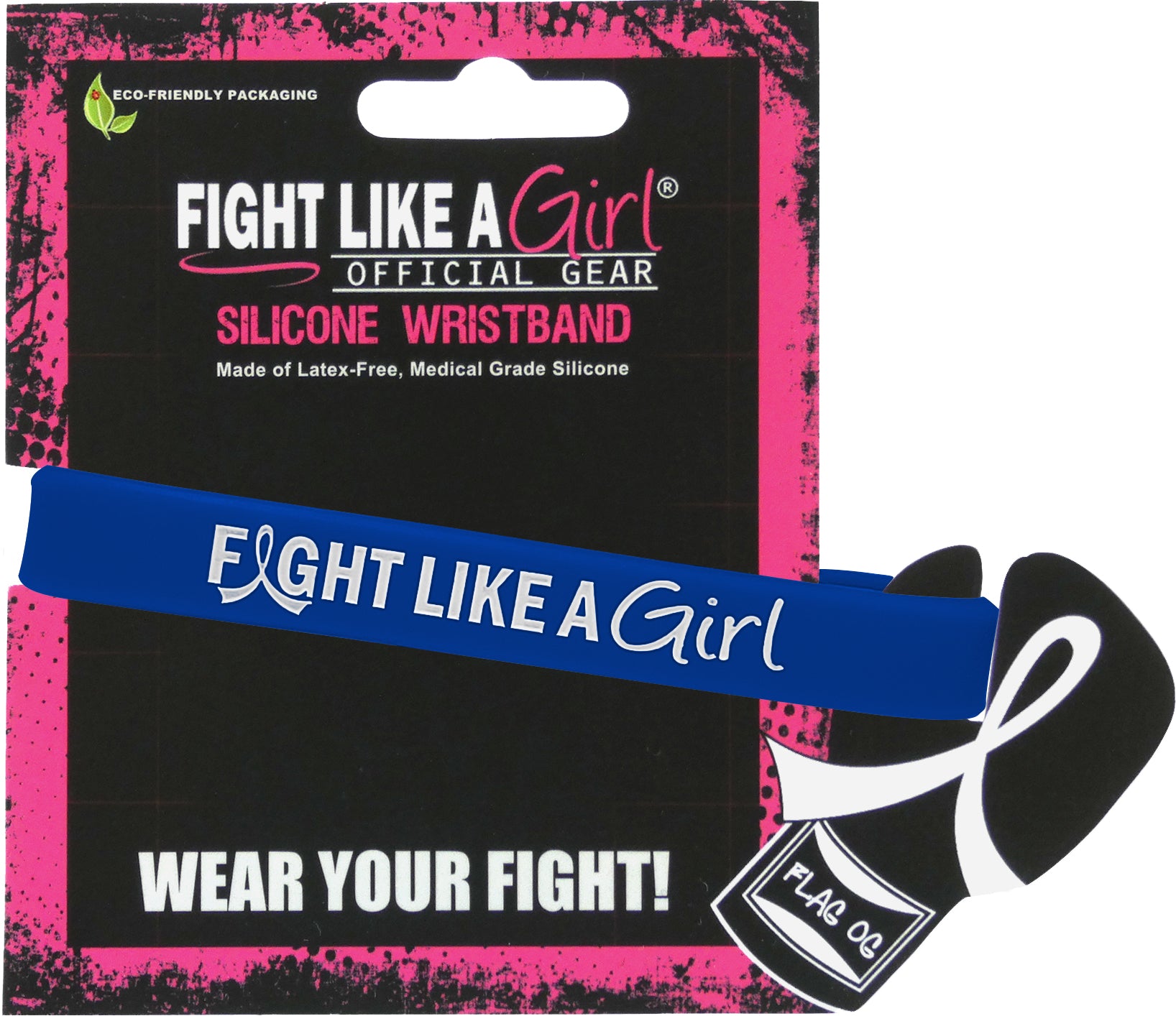 Fight Like a Girl Hybrid Silicone Wristband - Blue