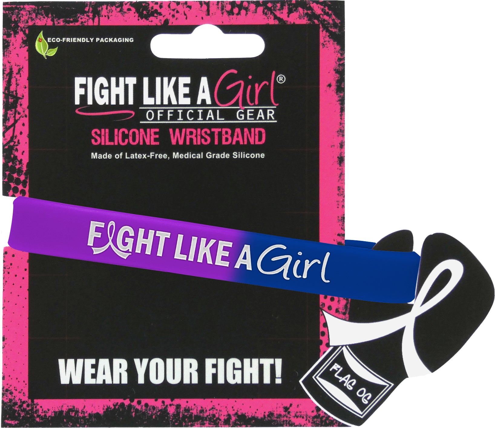 Fight Like a Girl Hybrid Silicone Wristband - Blue/Purple/Marigold