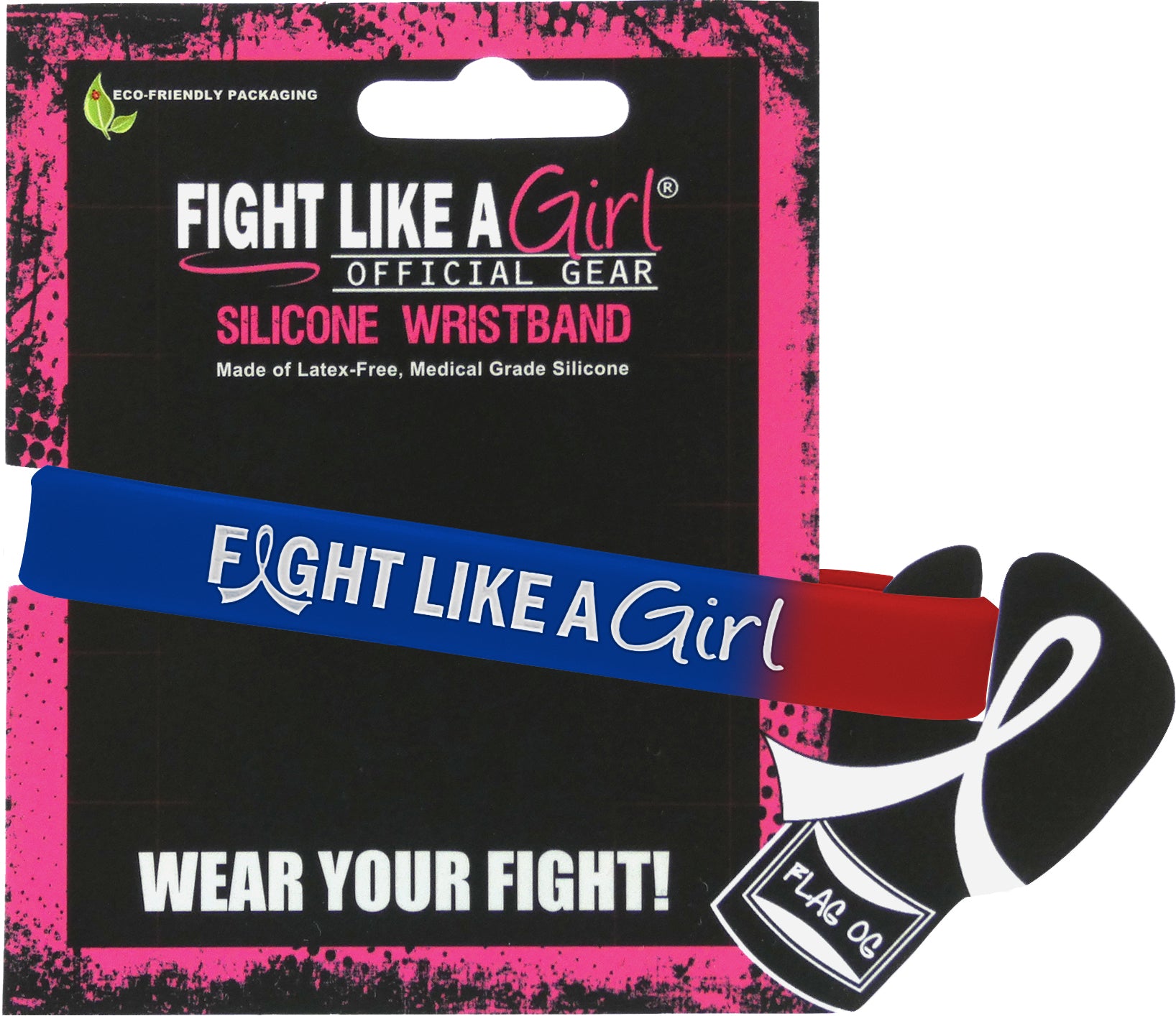 Fight Like a Girl Hybrid Silicone Wristband - Blue/Red
