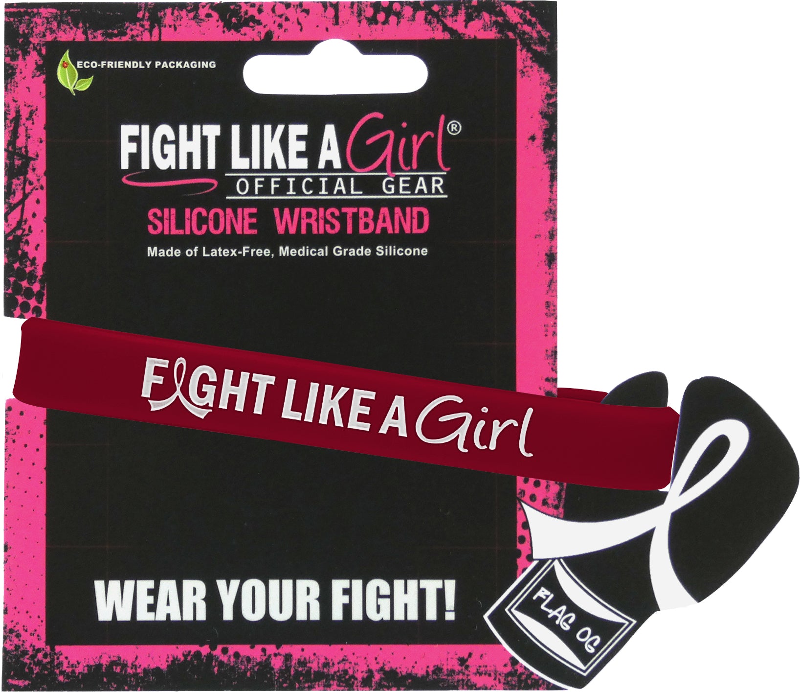 Fight Like a Girl Hybrid Silicone Wristband - Burgundy