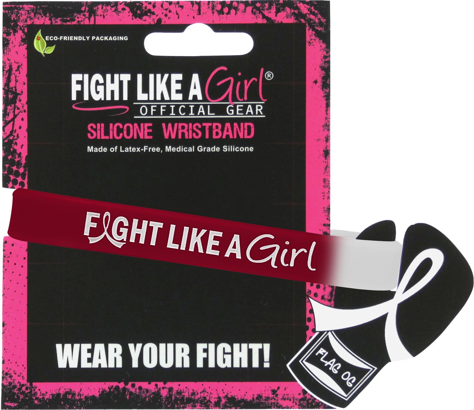 Fight Like a Girl Hybrid Silicone Wristband - Burgundy/White