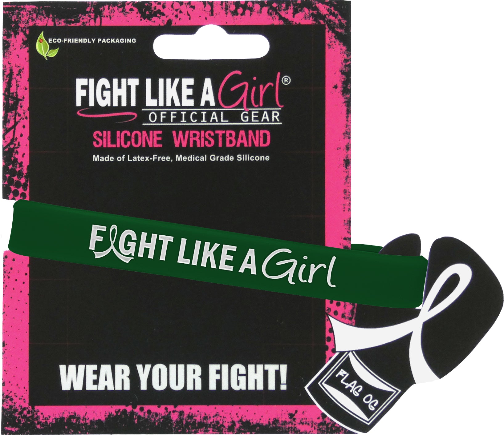 Fight Like a Girl Hybrid Silicone Wristband - Emerald Green