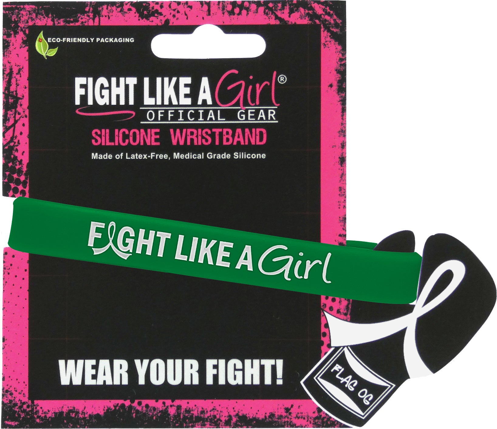 Fight Like a Girl Hybrid Silicone Wristband - Green