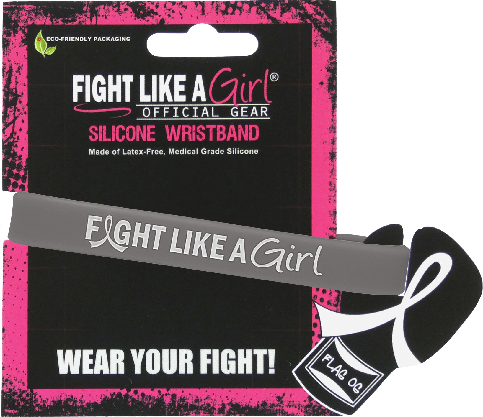 Fight Like a Girl Hybrid Silicone Wristband - Grey