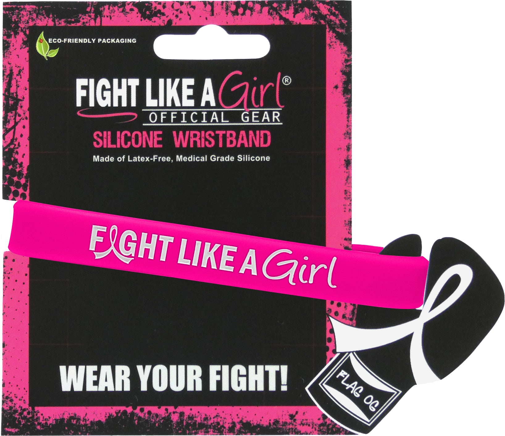 Fight Like a Girl Hybrid Silicone Wristband - Hot Pink