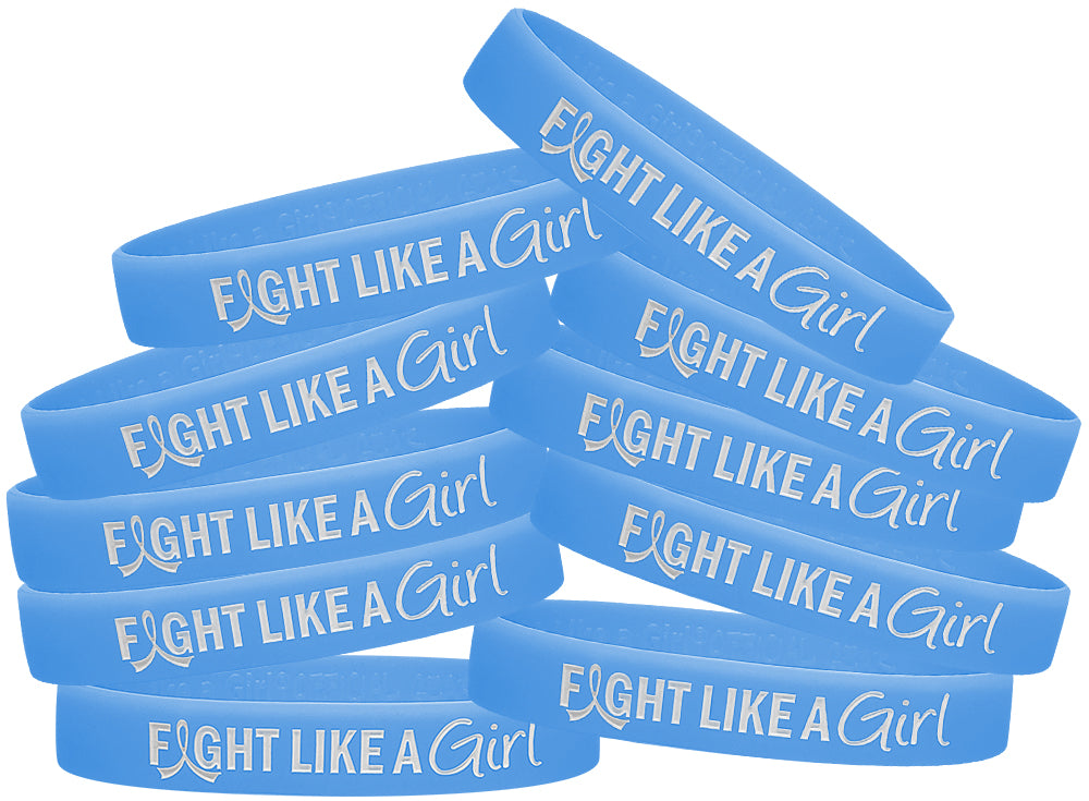 Fight Like a Girl Hybrid Silicone Wristband - Light Blue