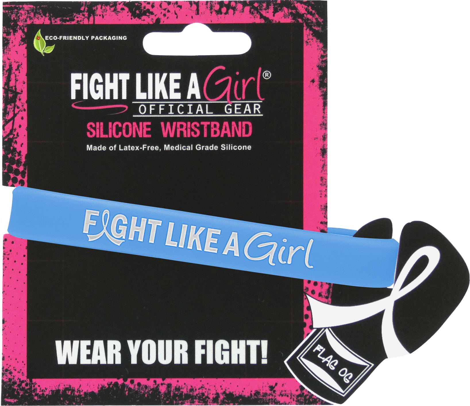 Fight Like a Girl Hybrid Silicone Wristband - Light Blue