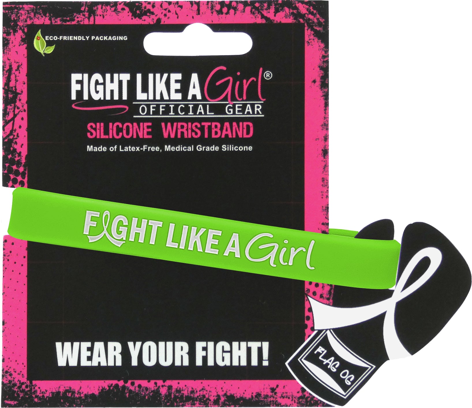 Fight Like a Girl Hybrid Silicone Wristband - Lime Green