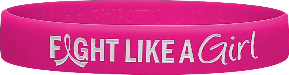 Fight Like a Girl Hybrid Silicone Wristband - Hot Pink