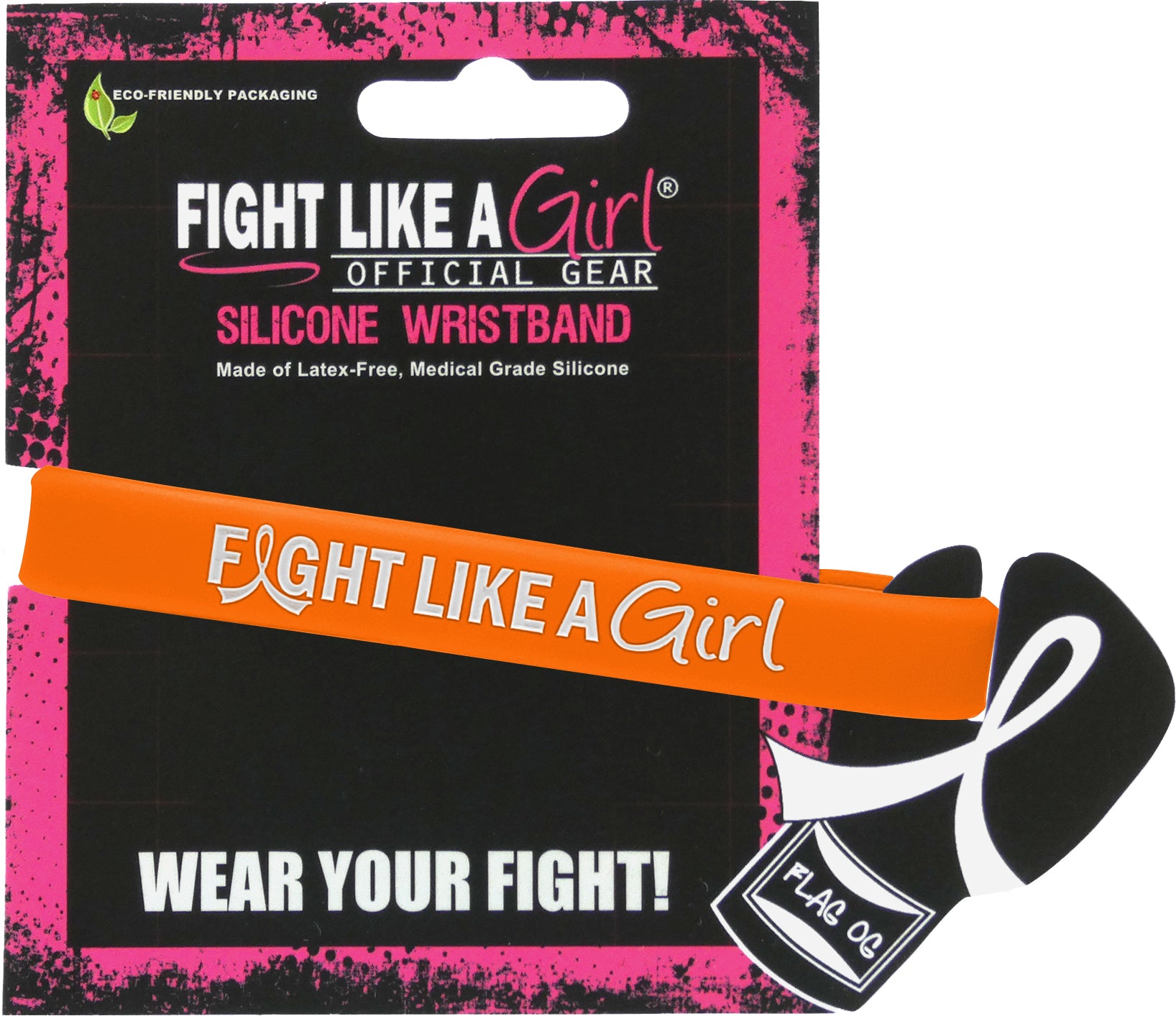 Fight Like a Girl Hybrid Silicone Wristband - Orange