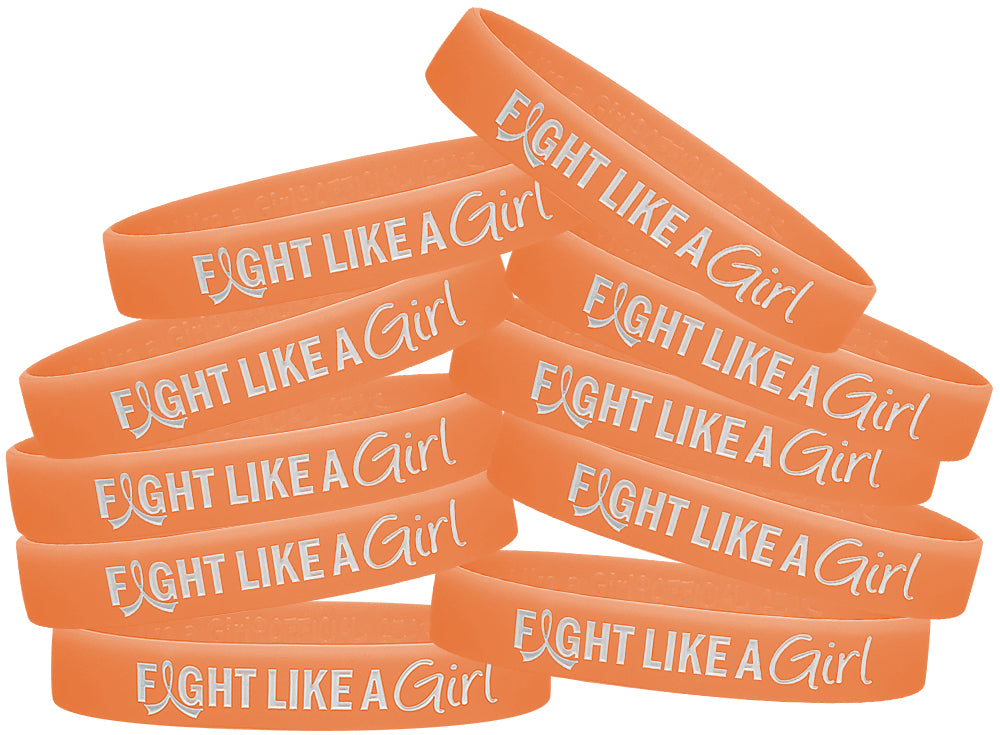 Fight Like a Girl Hybrid Silicone Wristband - Peach
