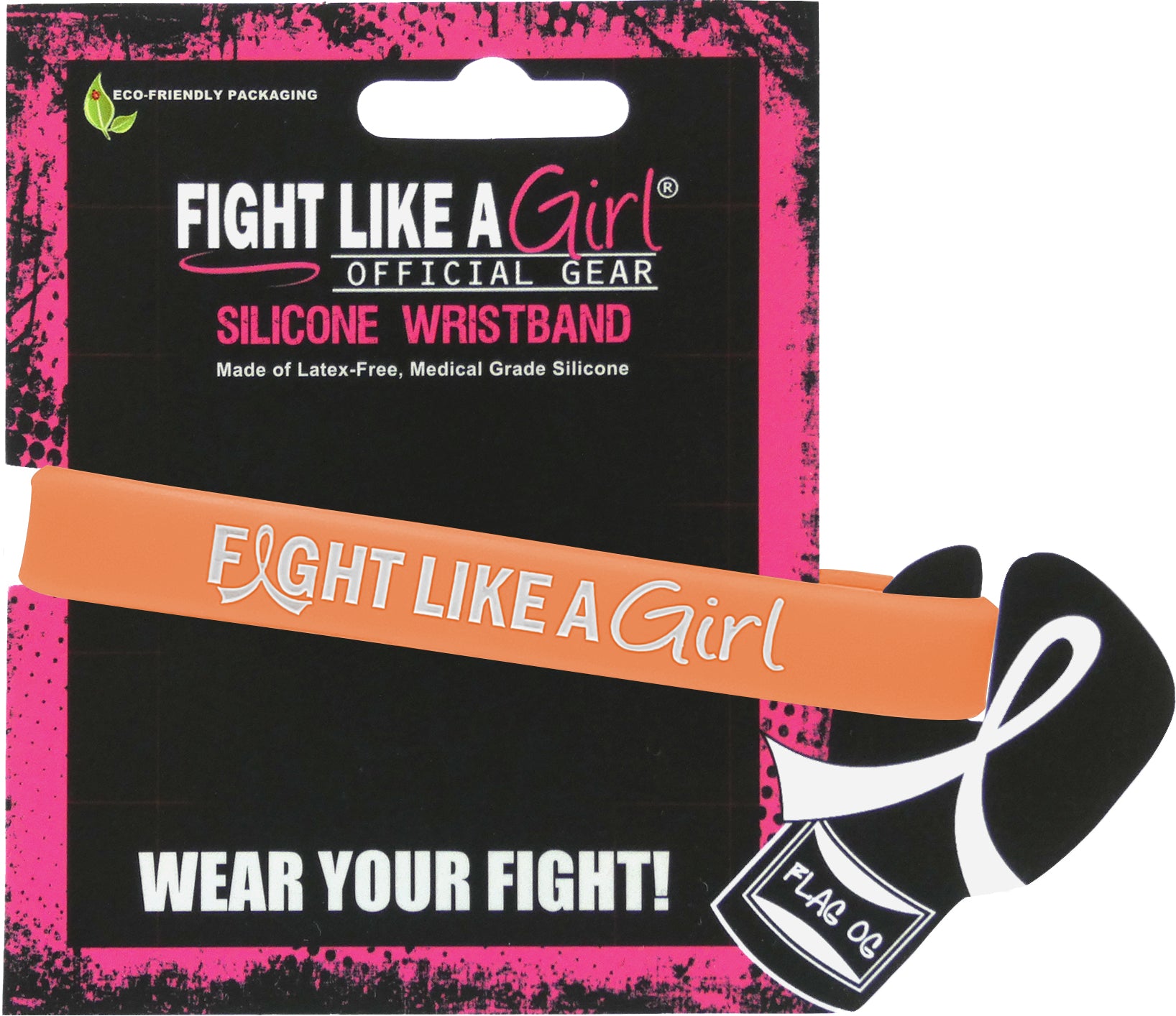 Fight Like a Girl Hybrid Silicone Wristband - Peach