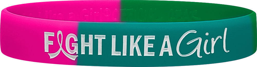 Fight Like a Girl Hybrid Silicone Wristband - Pink/Teal/Green