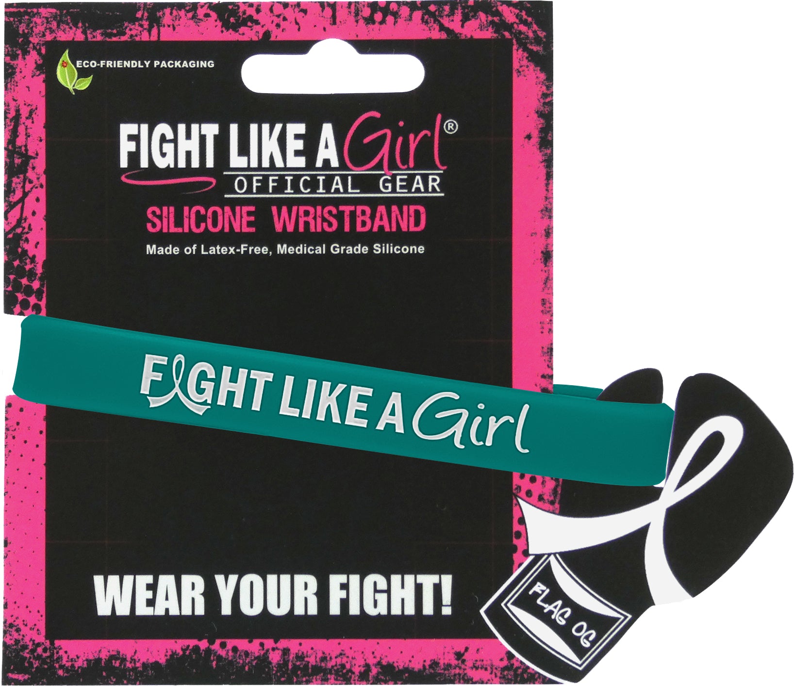 Fight Like a Girl Hybrid Silicone Wristband - Teal