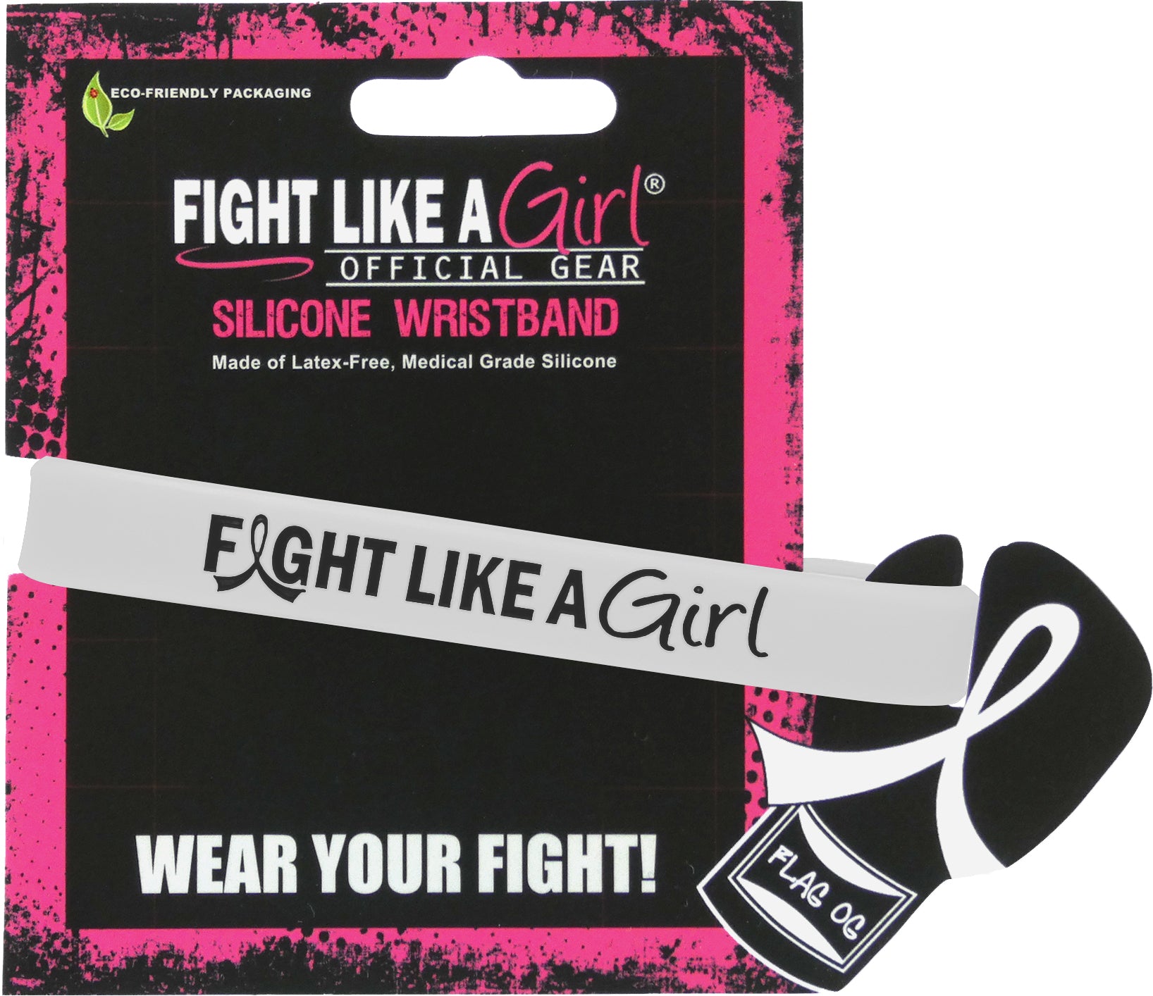 Fight Like a Girl Hybrid Silicone Wristband - White