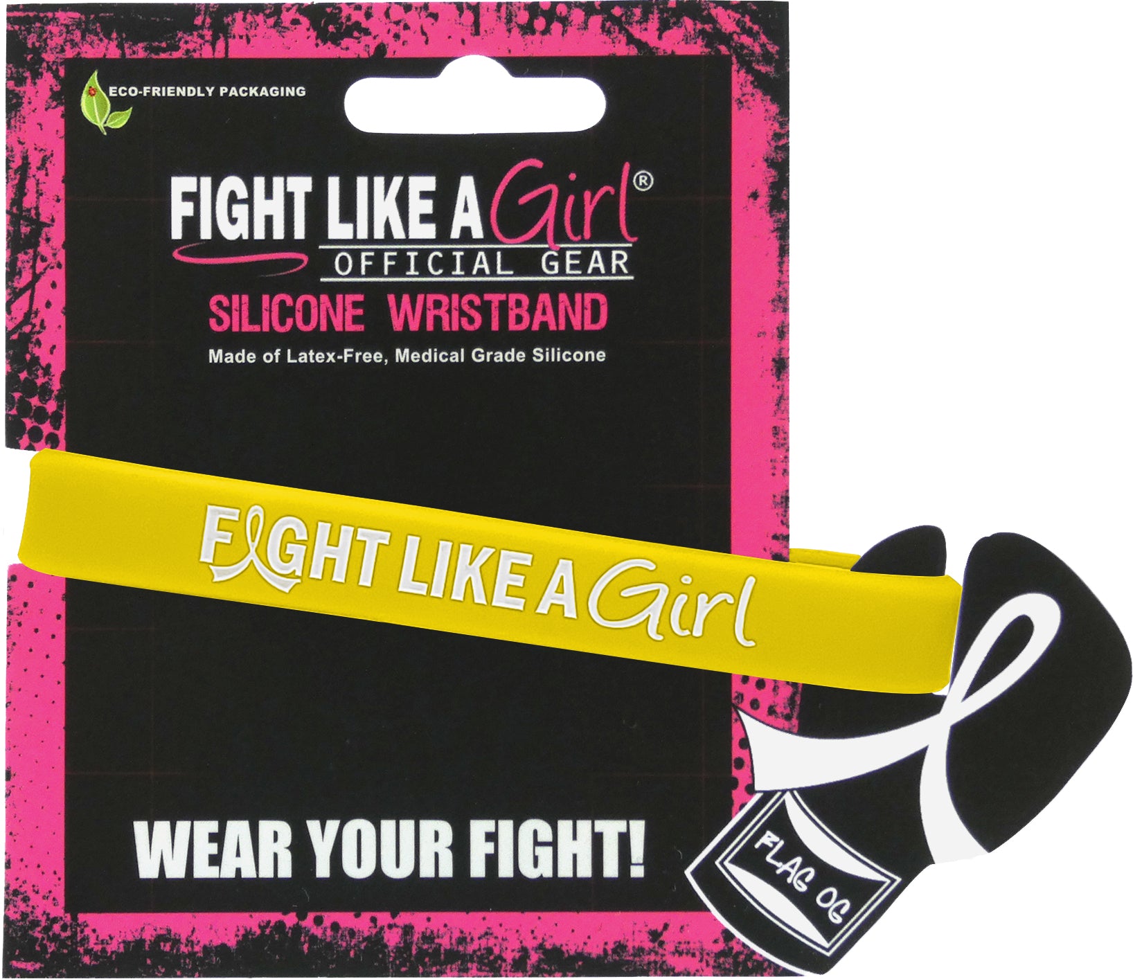 Fight Like a Girl Hybrid Silicone Wristband - Yellow