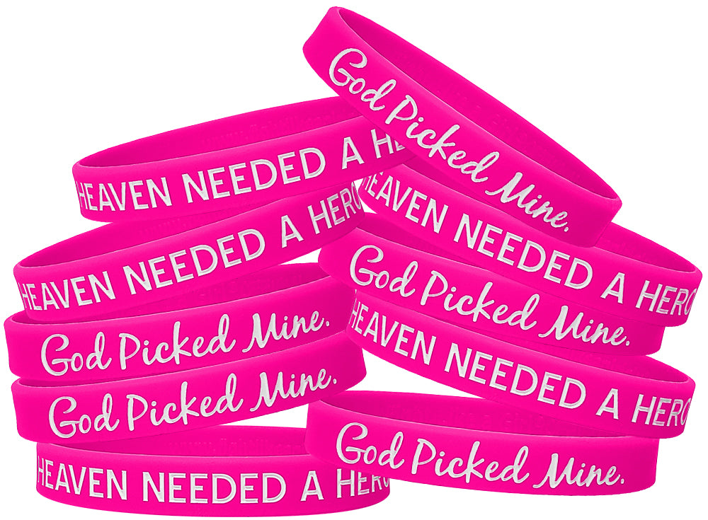 Heaven Needed a Hero Silicone Wristband - Hot Pink