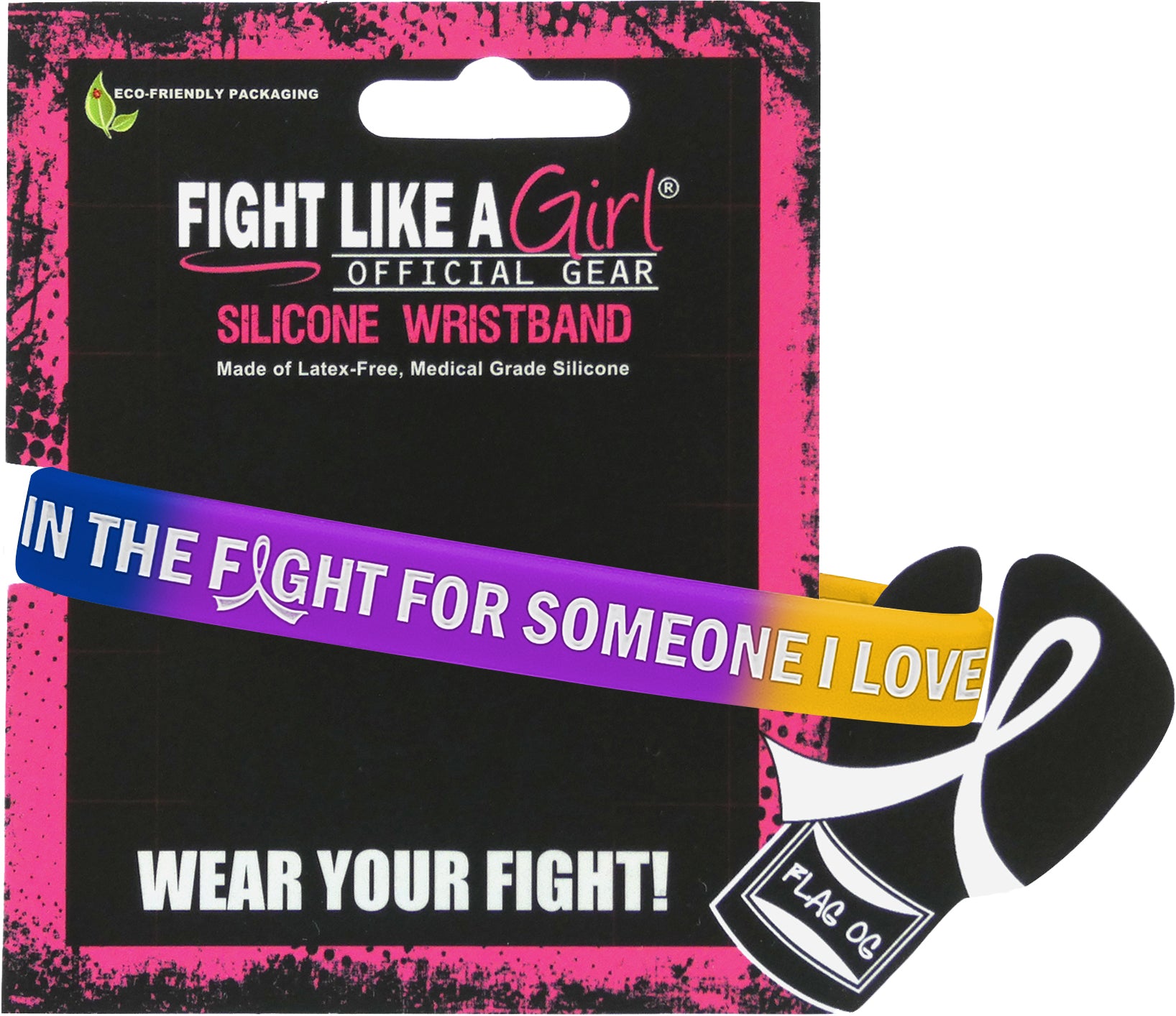 In the Fight for Someone I Love Silicone Wristband - Blue/Purple/Marigold