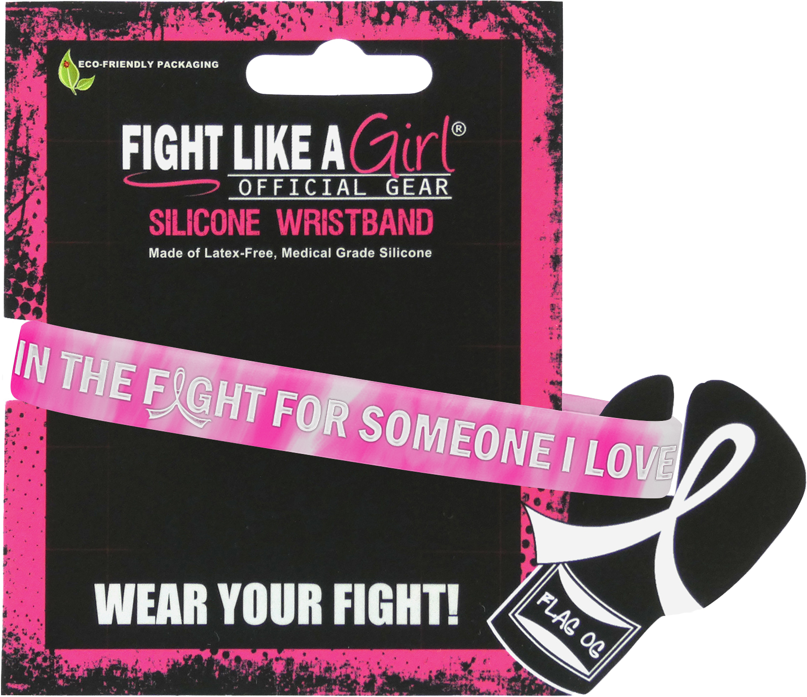 In the Fight for Someone I Love Silicone Wristband - Pink & White Swirl