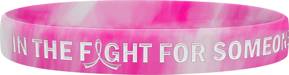 In the Fight for Someone I Love Silicone Wristband - Pink & White Swirl