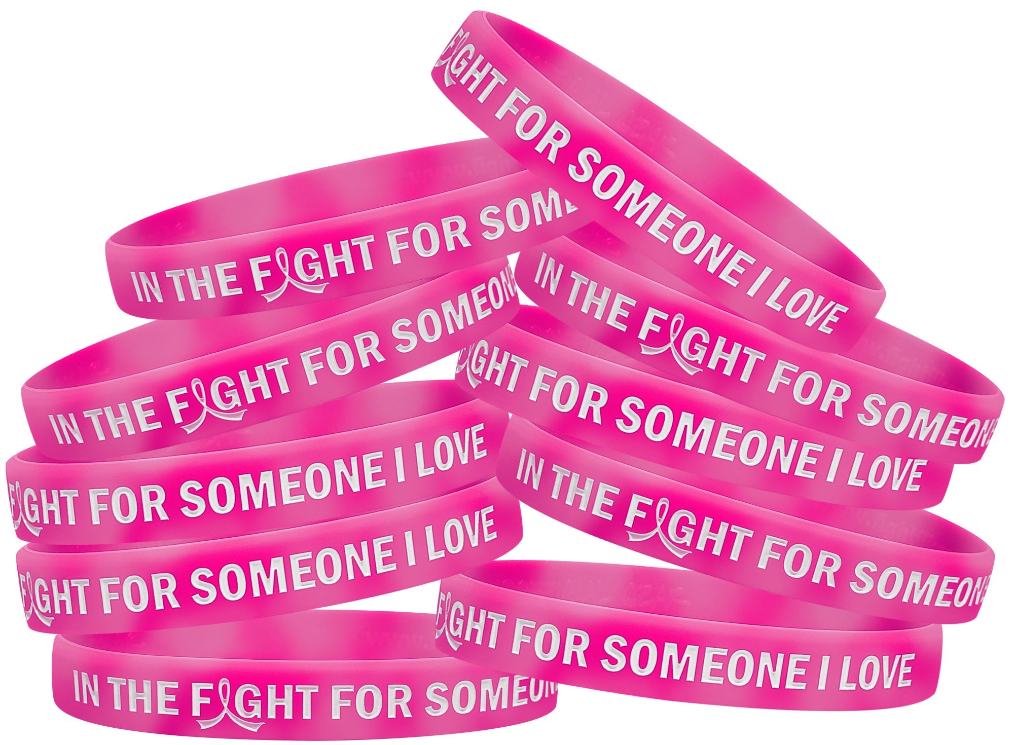 In the Fight for Someone I Love Silicone Wristband - Pink Swirl