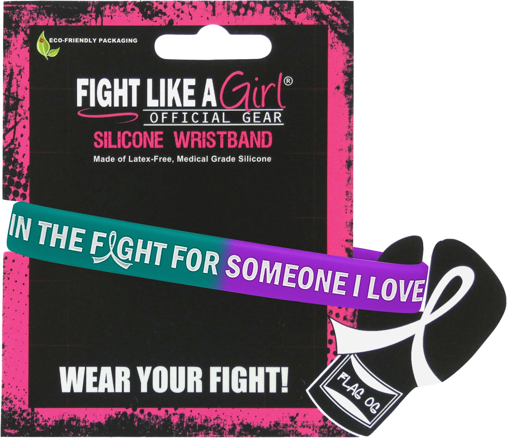 In the Fight for Someone I Love Silicone Wristband - Teal/Purple