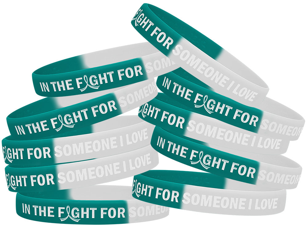 In the Fight for Someone I Love Silicone Wristband - Teal/White