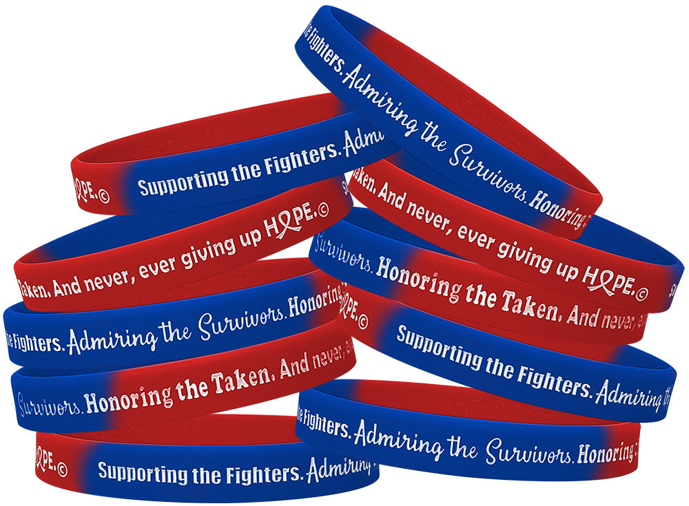 Supporting Admiring Honoring Silicone Wristband - Blue/Red