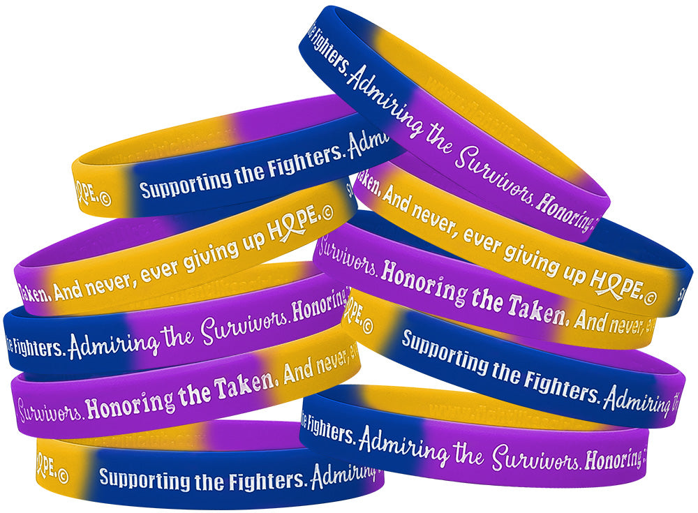 Supporting Admiring Honoring Silicone Wristband - Blue/Purple/Marigold