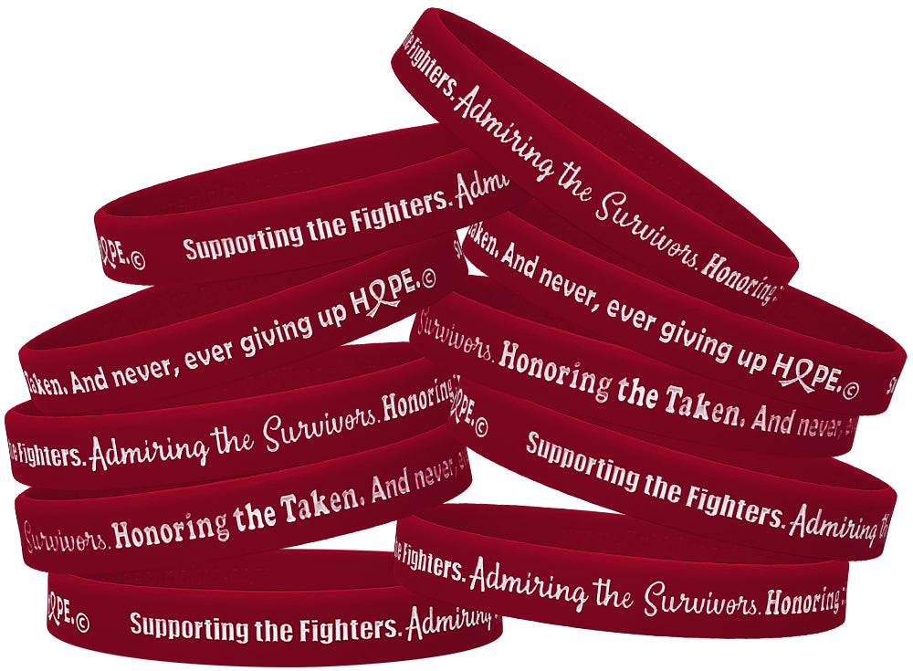 Supporting Admiring Honoring Silicone Wristband - Burgundy