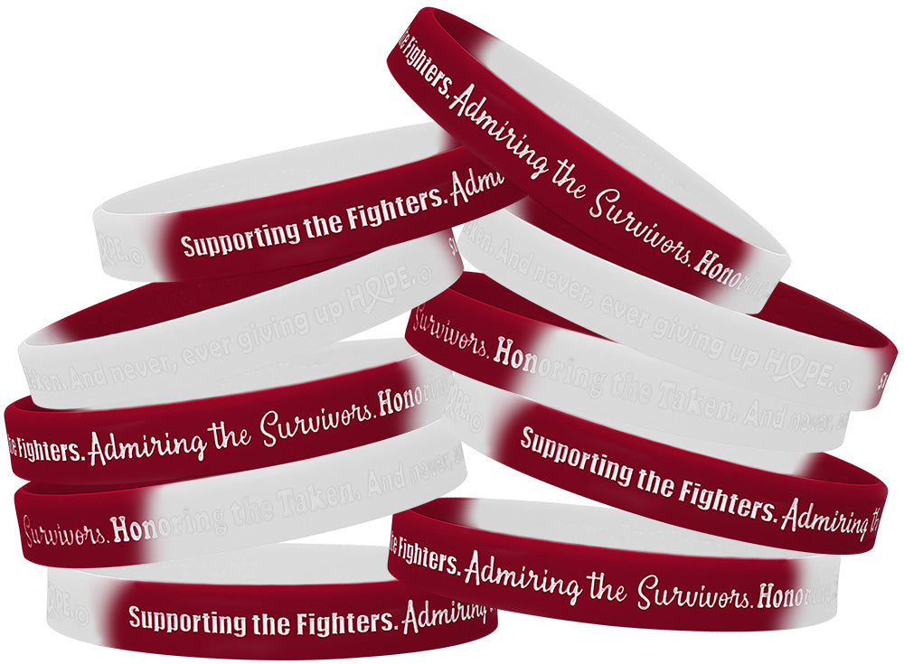 Supporting Admiring Honoring Silicone Wristband - Burgundy/White