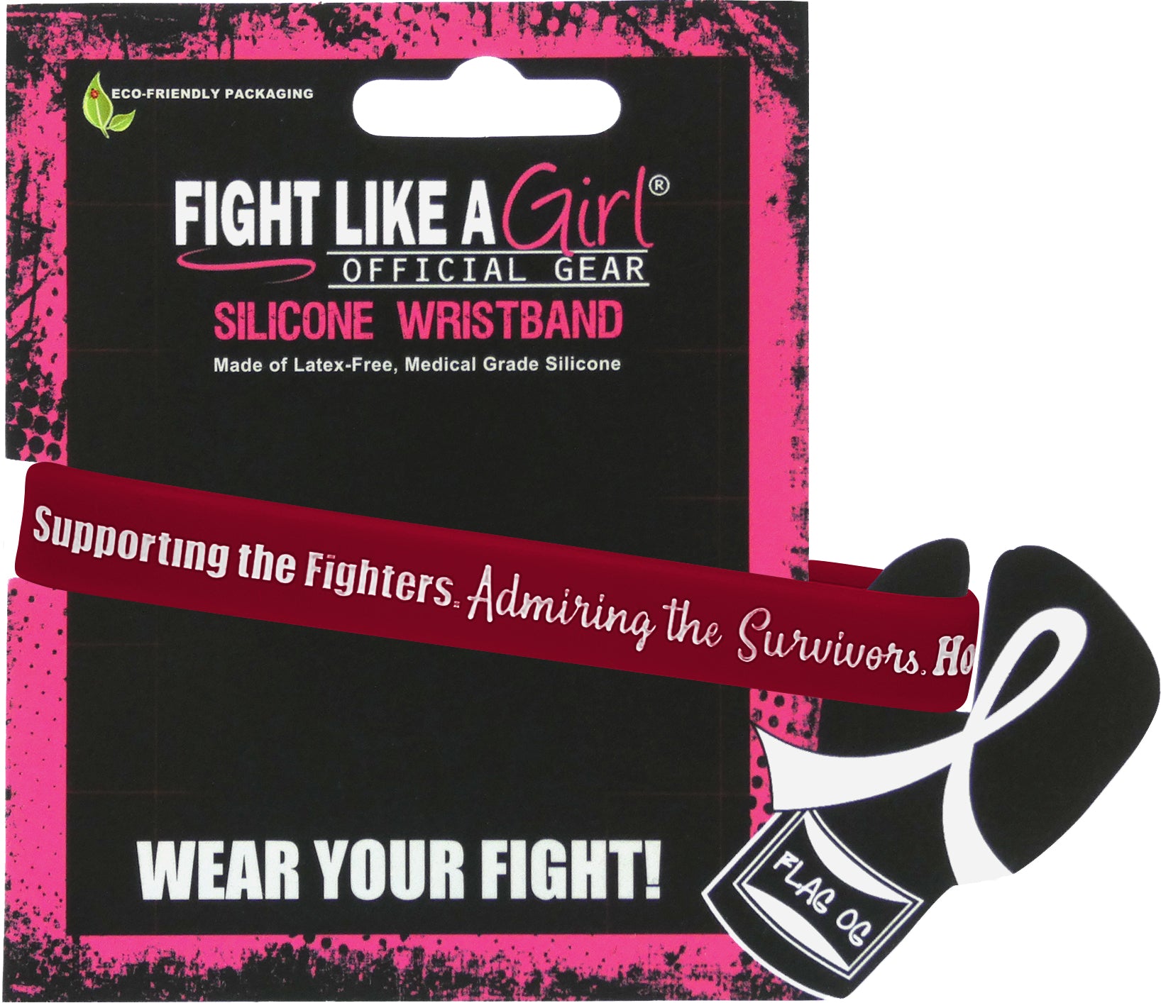 Supporting Admiring Honoring Silicone Wristband - Burgundy