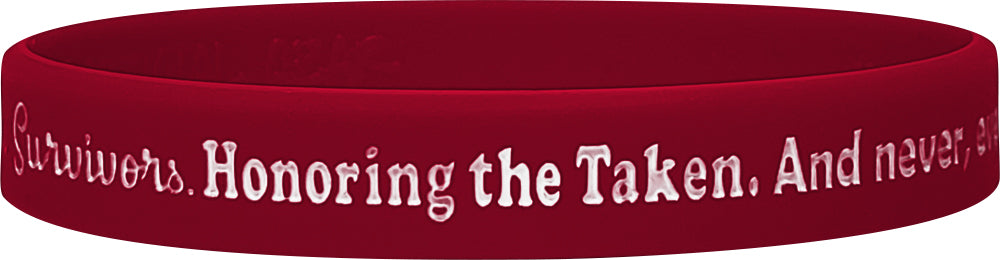 Supporting Admiring Honoring Silicone Wristband - Burgundy