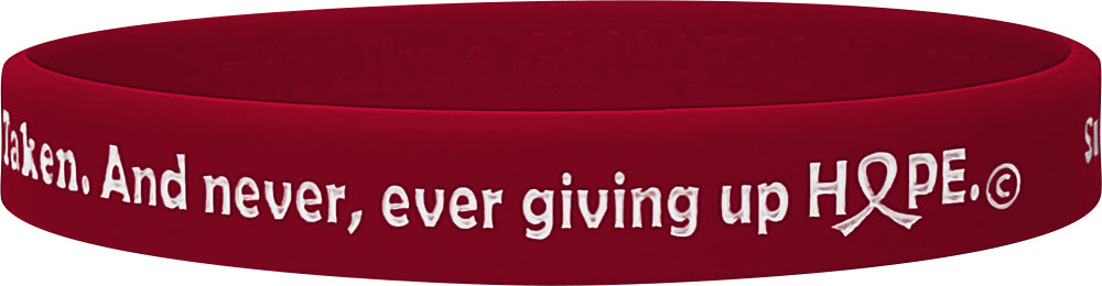 Supporting Admiring Honoring Silicone Wristband - Burgundy