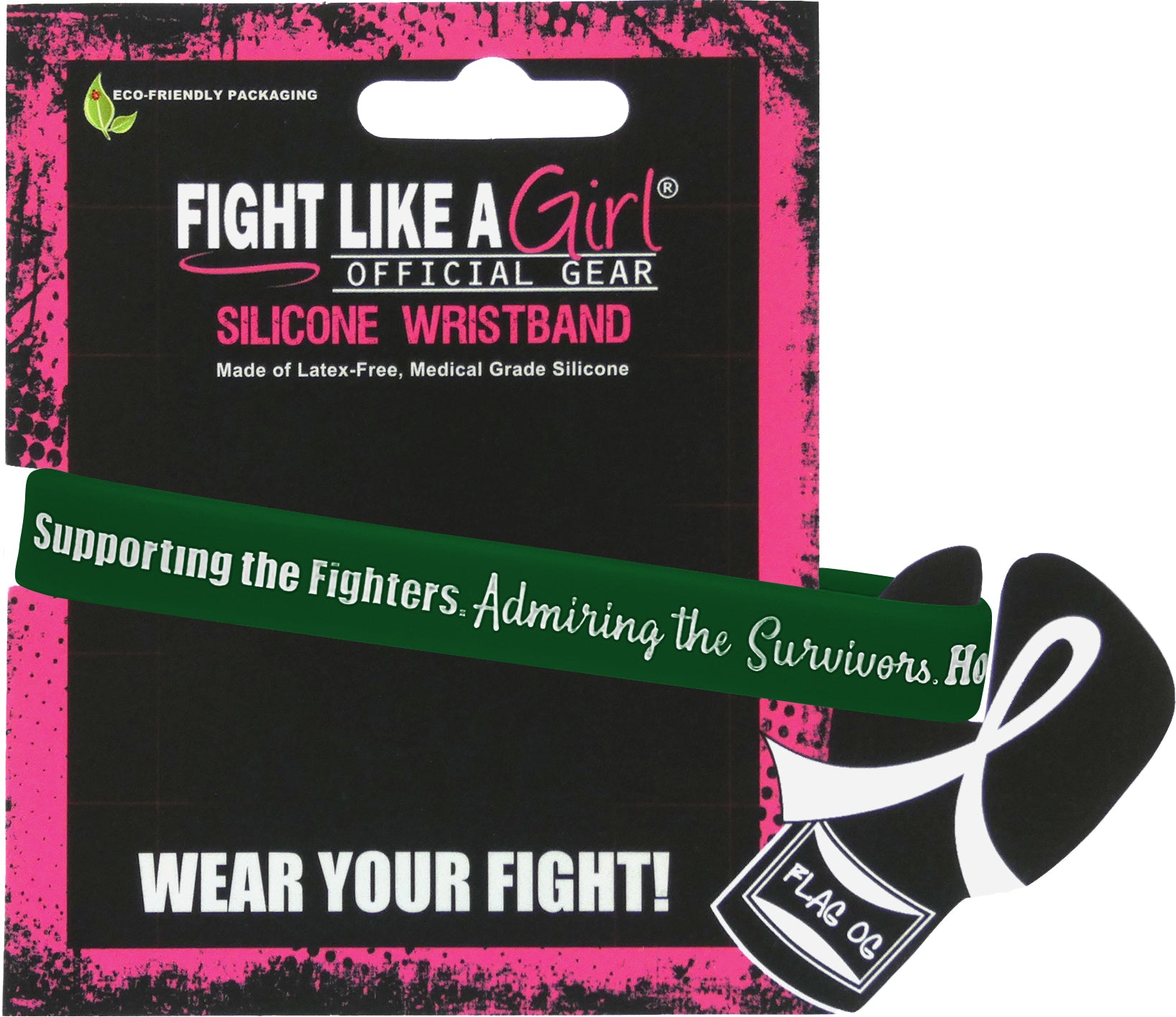 Supporting Admiring Honoring Silicone Wristband - Emerald Green