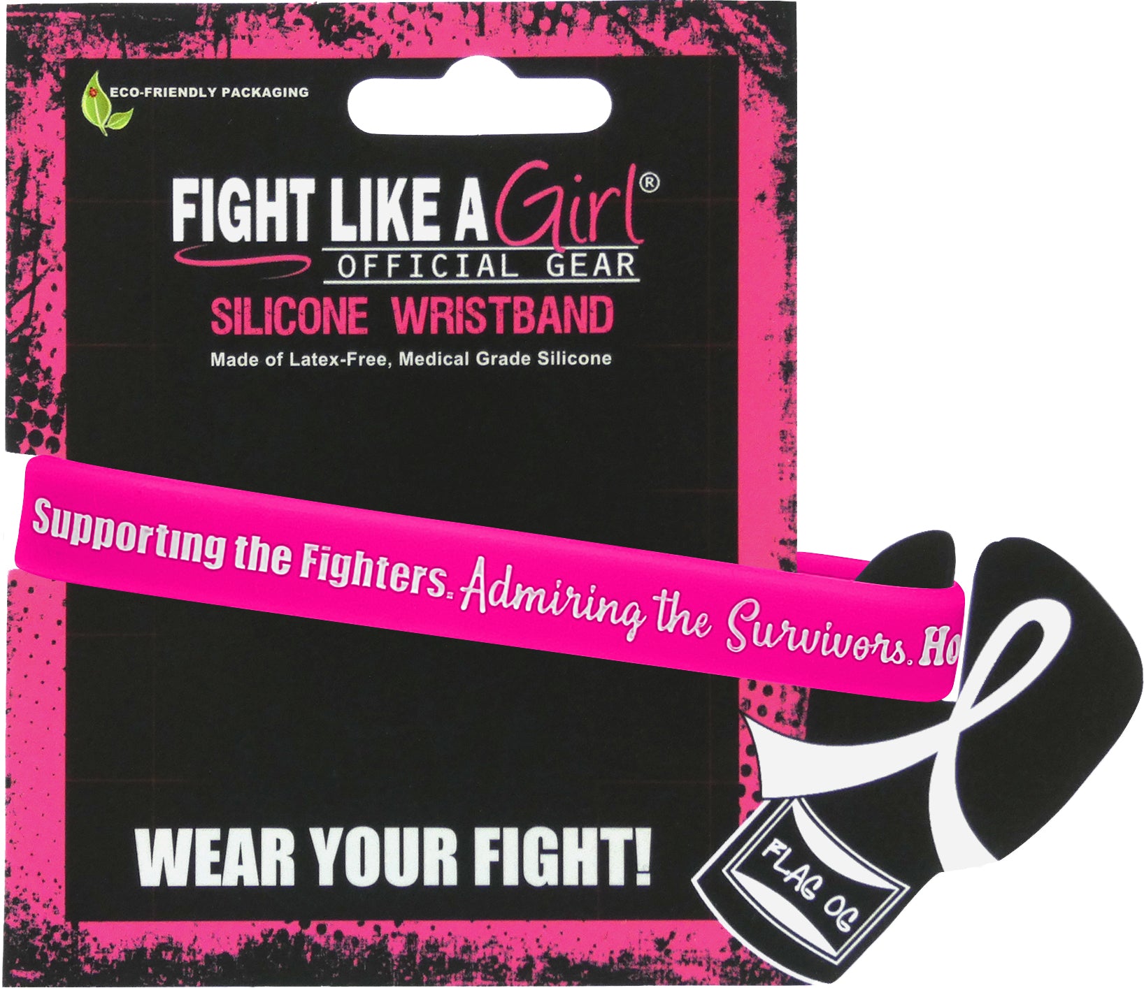 Supporting Admiring Honoring Silicone Wristband - Hot Pink