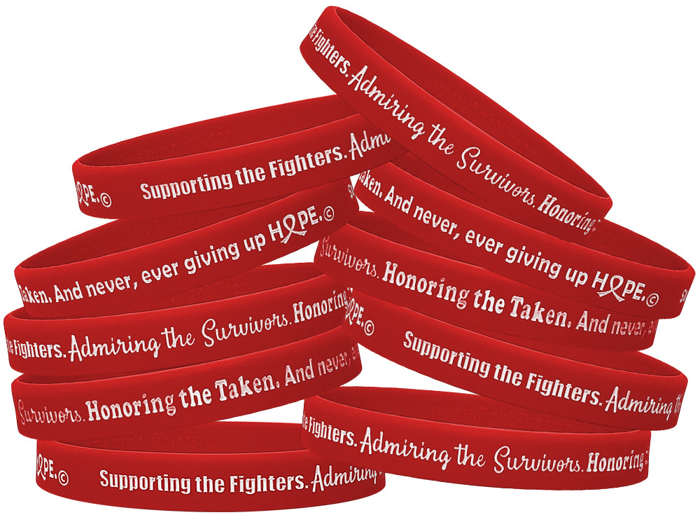 Supporting Admiring Honoring Silicone Wristband - Red