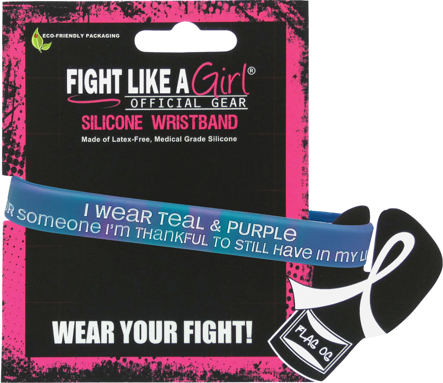 Thankful to Still Have Silicone Wristband - Teal/Purple Swirl