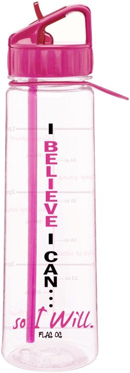 I Believe I Can So I Will Inspirational Message Quote Water Bottle With Time Marker