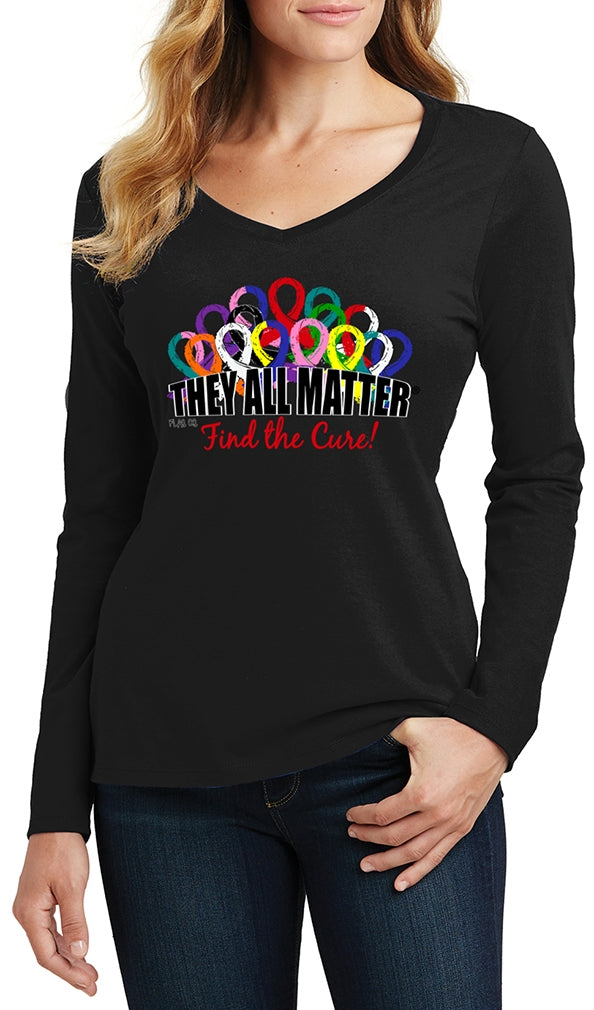 "They All Matter" Ladies' Long-Sleeved V-Neck T-Shirt