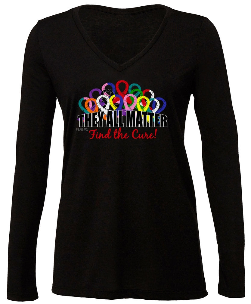 "They All Matter" Ladies' Long-Sleeved V-Neck T-Shirt