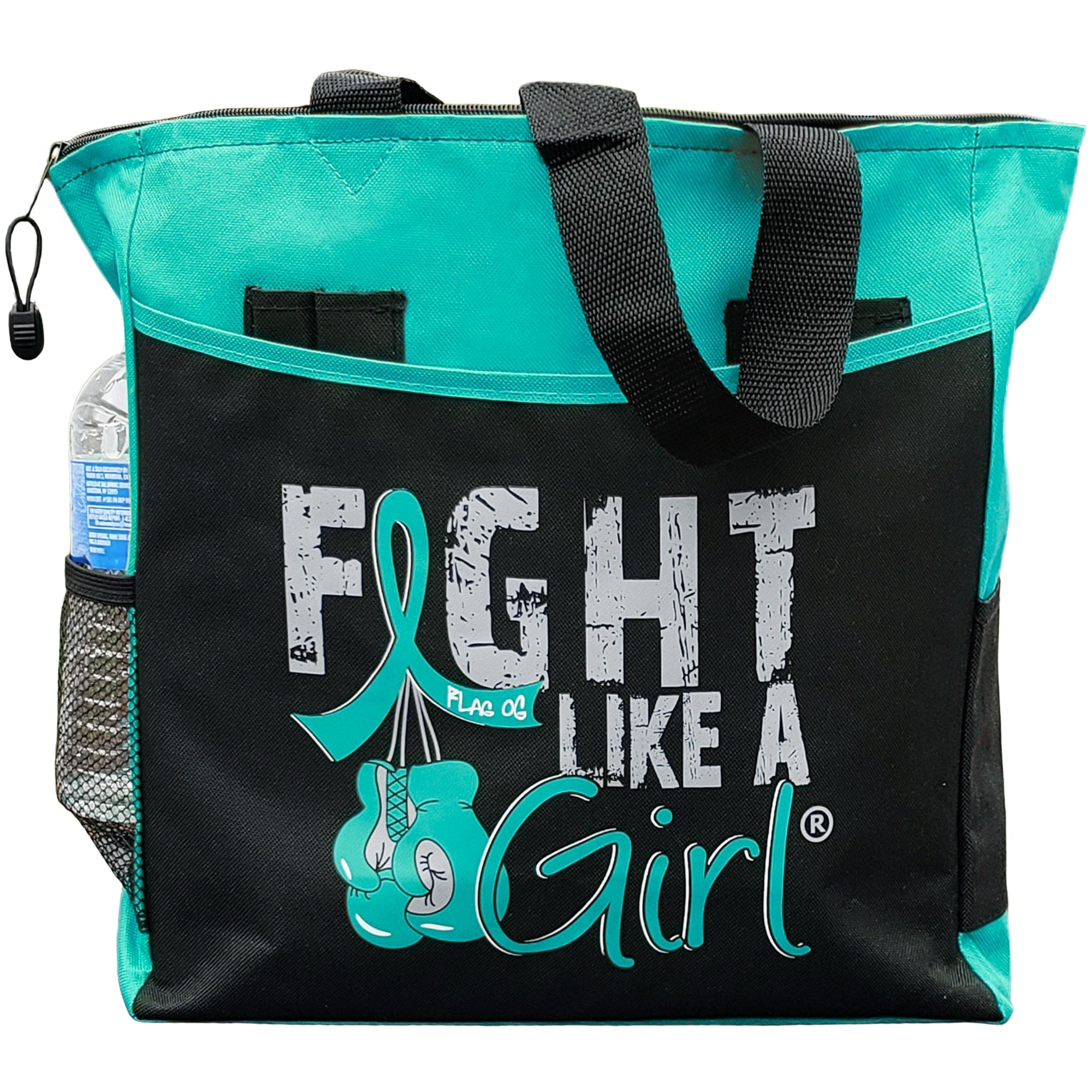 Fight Like a Girl Knockout Dakota Tote Bag - Black w/ Teal