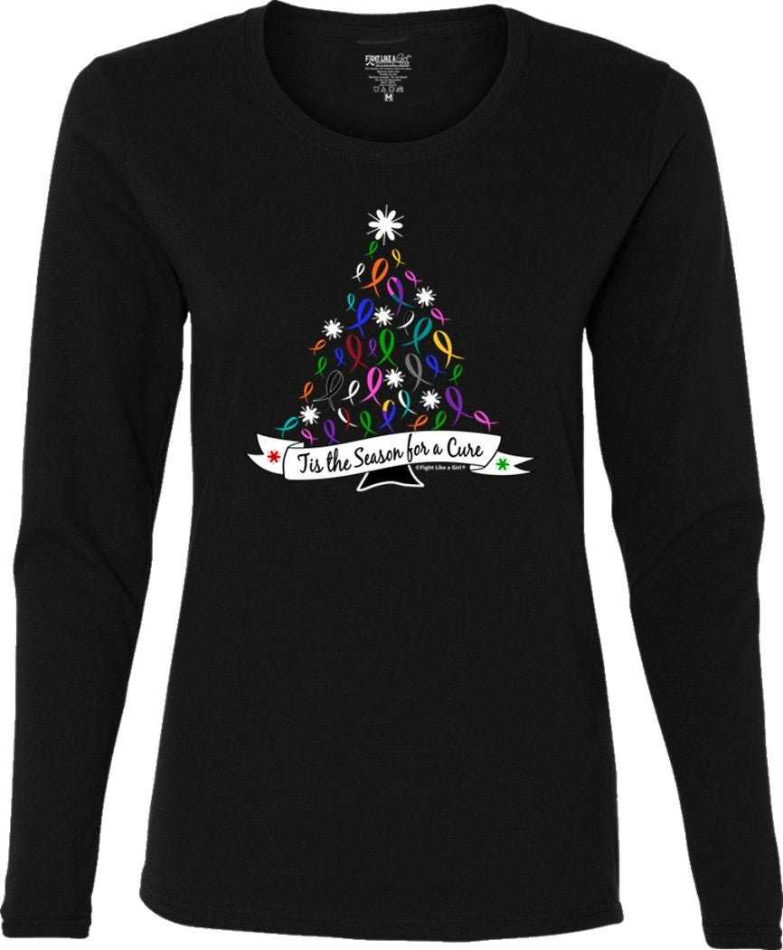 "'Tis the Season" Ladies Long Sleeve Shirt - Black 